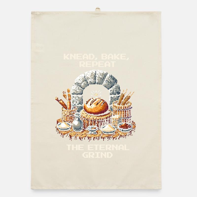 Kneten, Backen, Repeat | Brot backen Humor Organic Geschirrtuch