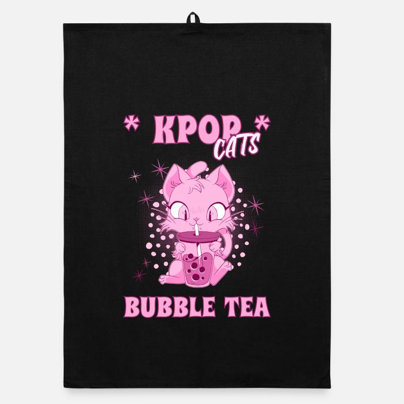K-Pop Chaton au Bubble Tea Corée du Sud Séoul Torchon bio