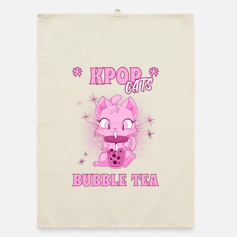K-Pop Chaton au Bubble Tea Corée du Sud Séoul Torchon bio