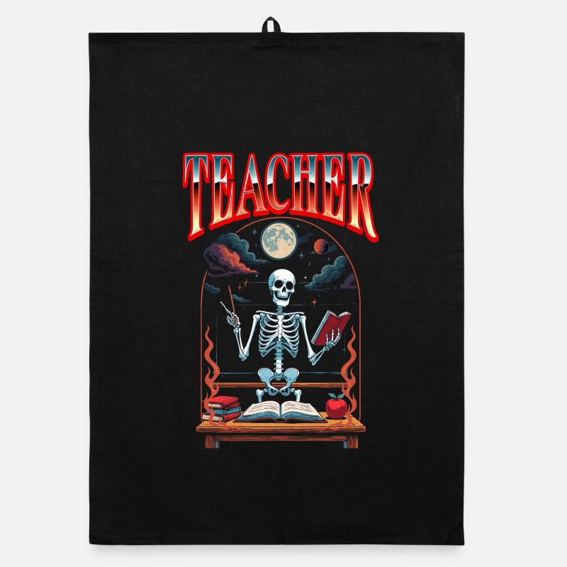Lehrer Halloween Lehrerin Pädagoge Pädagogin - Organic Geschirrtuch - Schwarz