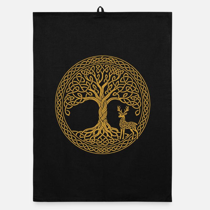 Symbole du cerf de l'arbre de vie, pleine conscience Torchon bio
