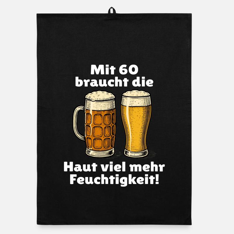 Men's 60th birthday beer saying Organic dish towel