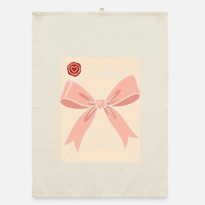 Coquette Aesthetic Bow Pattern Girly Pastel Organic dish towel