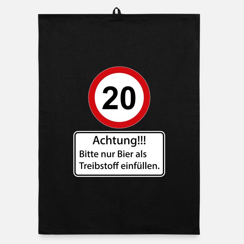 20 Attention : ne remplissez que de la bière comme carburant - Torchon bio - noir