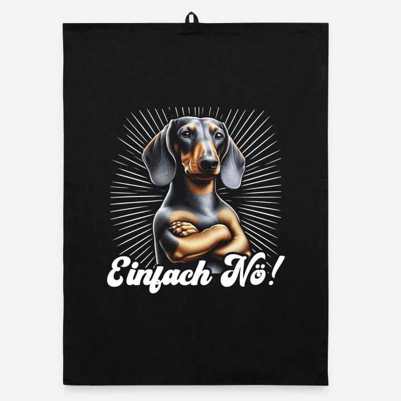 Einfach Nö Dackel Dachshund Dickköpfiger Hund Organic Geschirrtuch