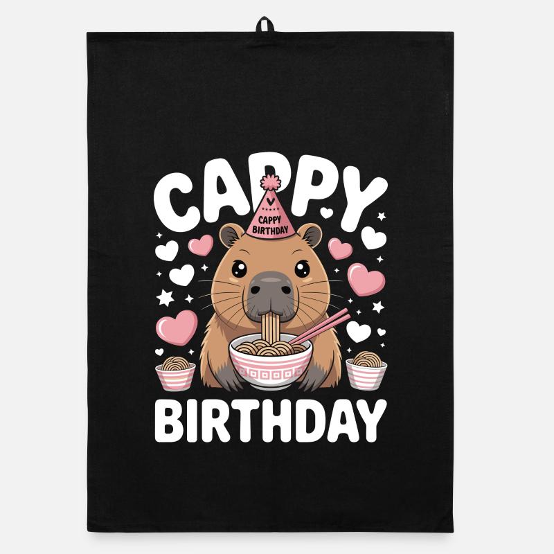 Capybara Ramen Capy Birthday Cappy Birthday Organic dish towel