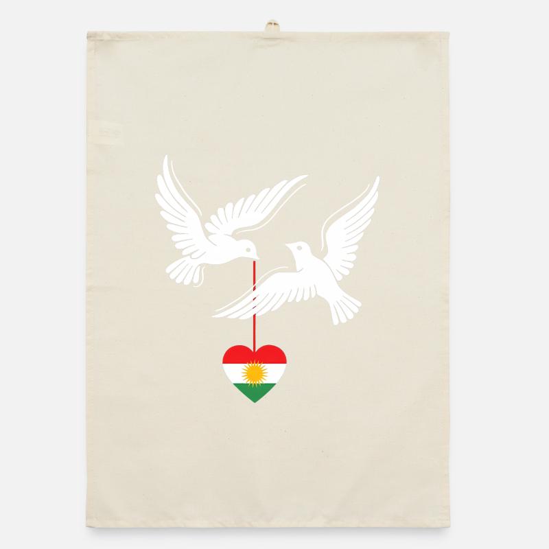 Kurdes du Kurdistan avec drapeau kurde Torchon bio