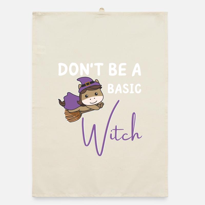 Horse Halloween Witch Witches don't be a basic witch Organic dish towel