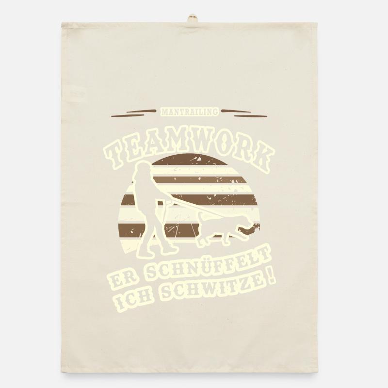 Mantrailing Teamwork Er schnüffelt Ich Schwitze Organic Geschirrtuch