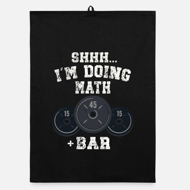 Chut, je fais des exercices de musculation avec des barres de poids mathématiques Torchon bio