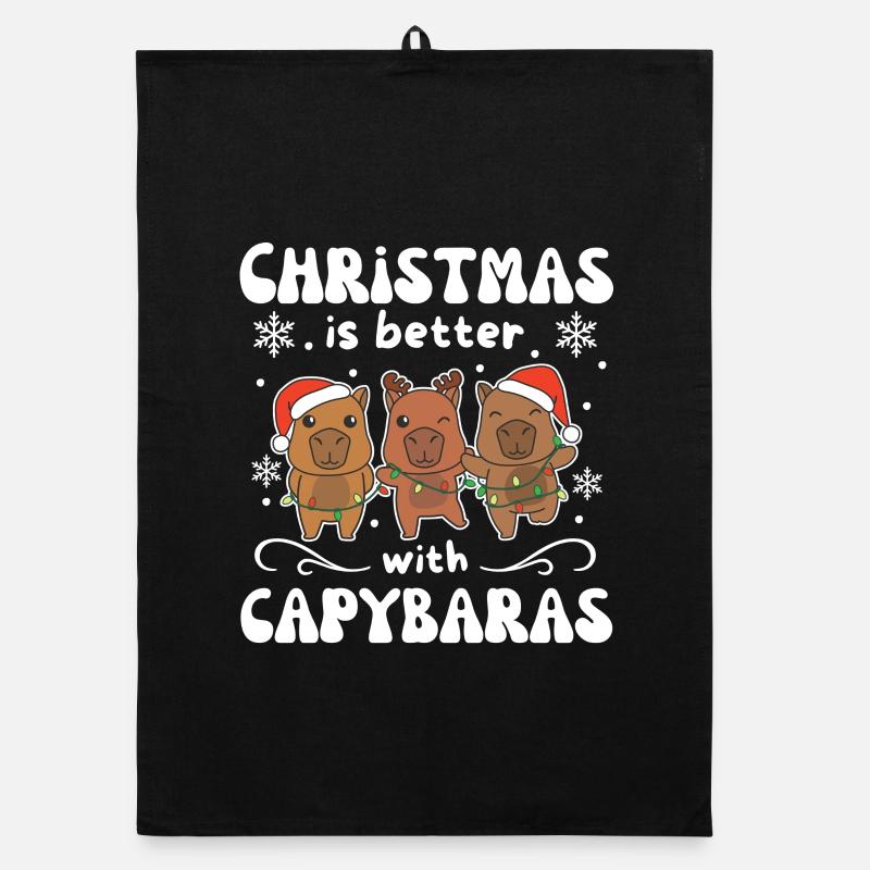 Noël c’est mieux avec des capybaras Torchon bio