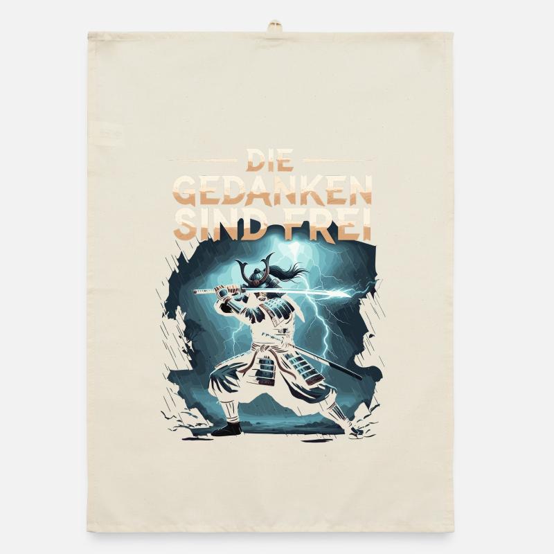 Thoughts Are Free Samurai Warrior Saying Organic dish towel