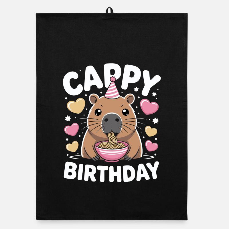  Cappy Birthday Capybara Ramen Capy Geburtstag Organic Geschirrtuch