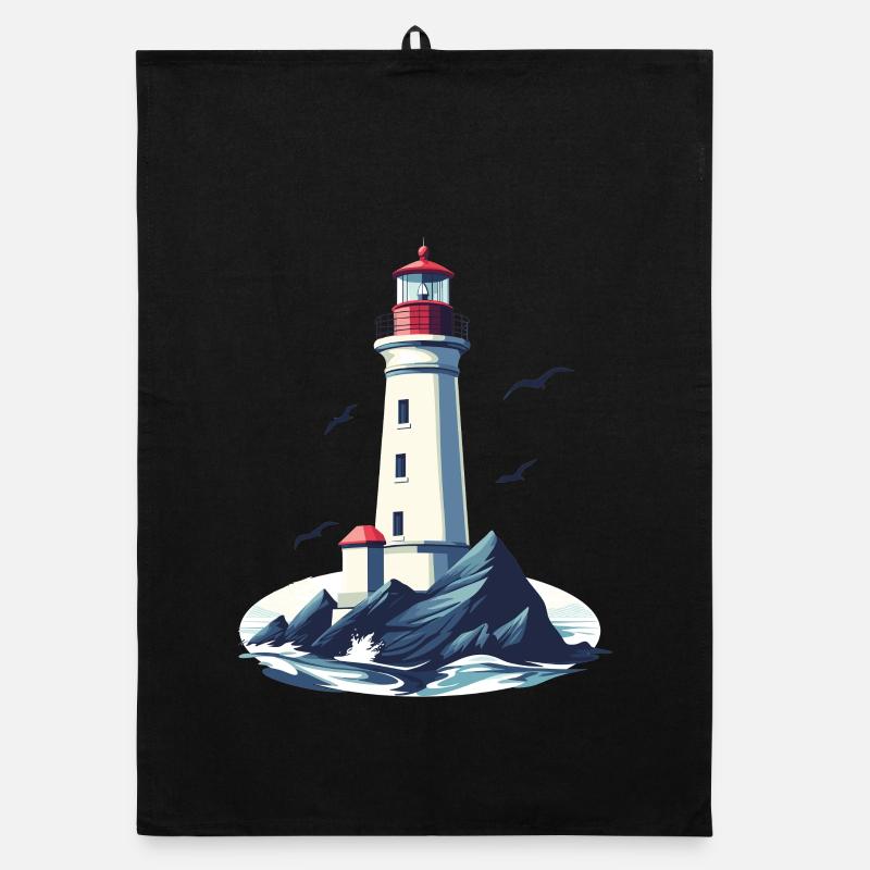 Lighthouse on rocky coast Organic dish towel