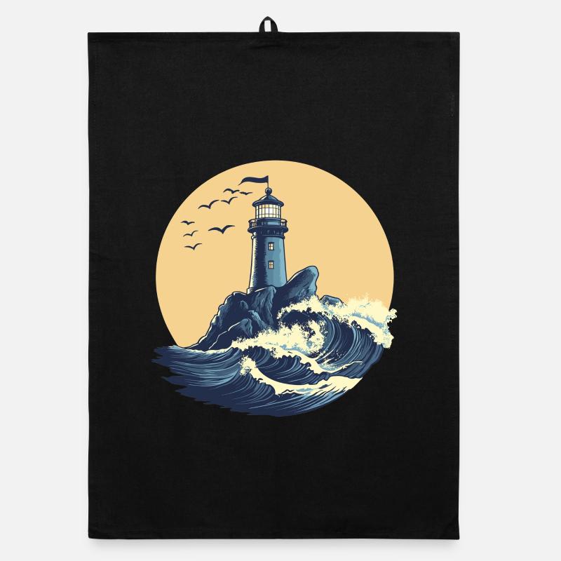 Lighthouse on a stormy sea Organic dish towel