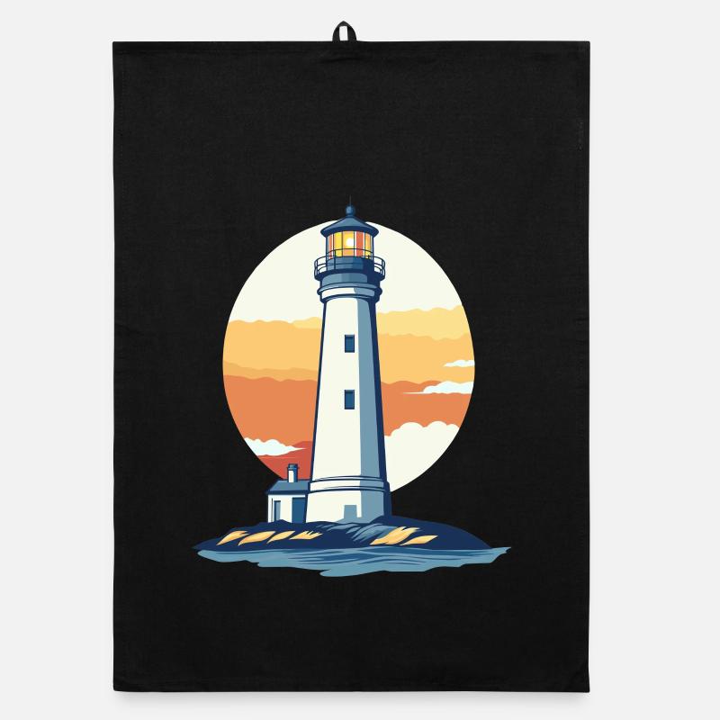 Lighthouse at sunset Organic dish towel