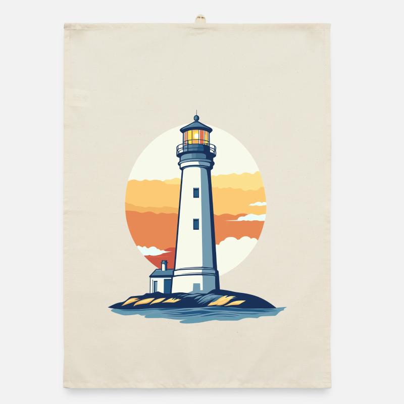 Lighthouse at sunset Organic dish towel