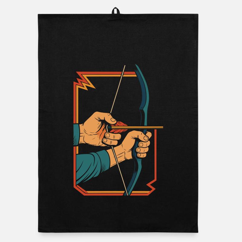 archery bow target archer hands retro Organic dish towel