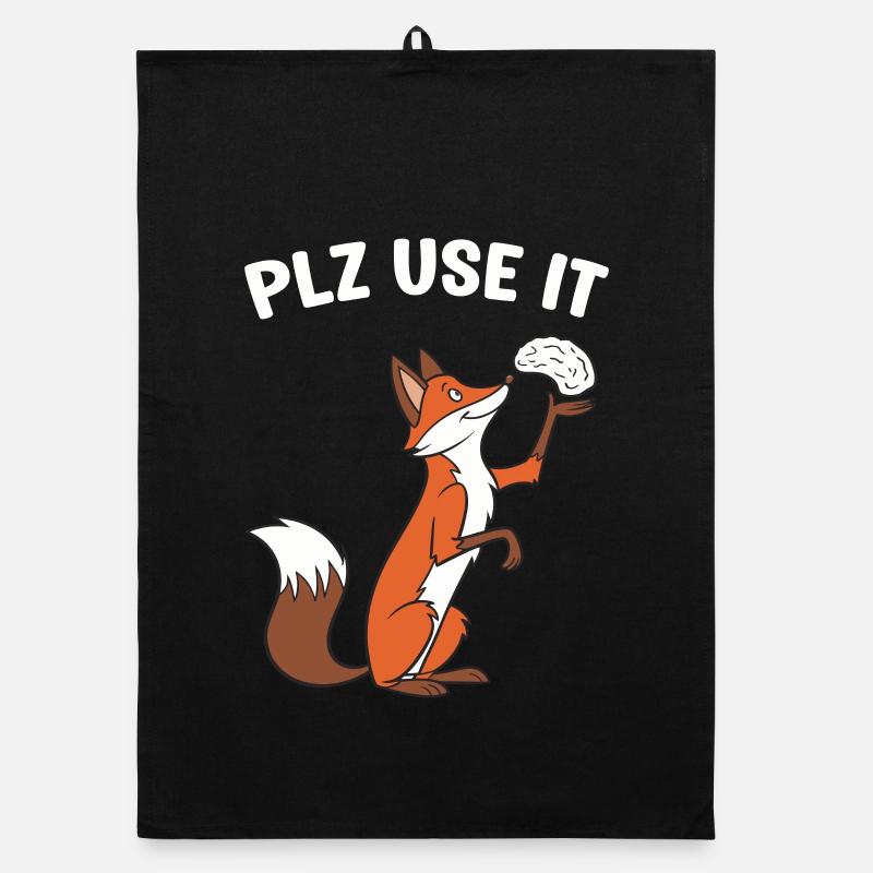 A funny fox with the brain plz use it Organic dish towel