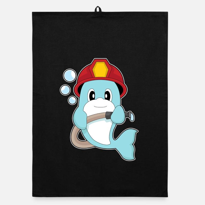 Dolphin fireman fire hose fire department Organic dish towel