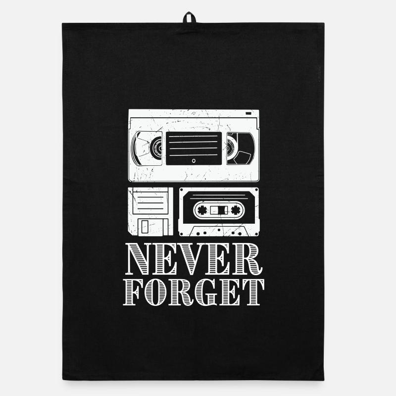Vintage Cassette Tape Never Forget Design Organic dish towel