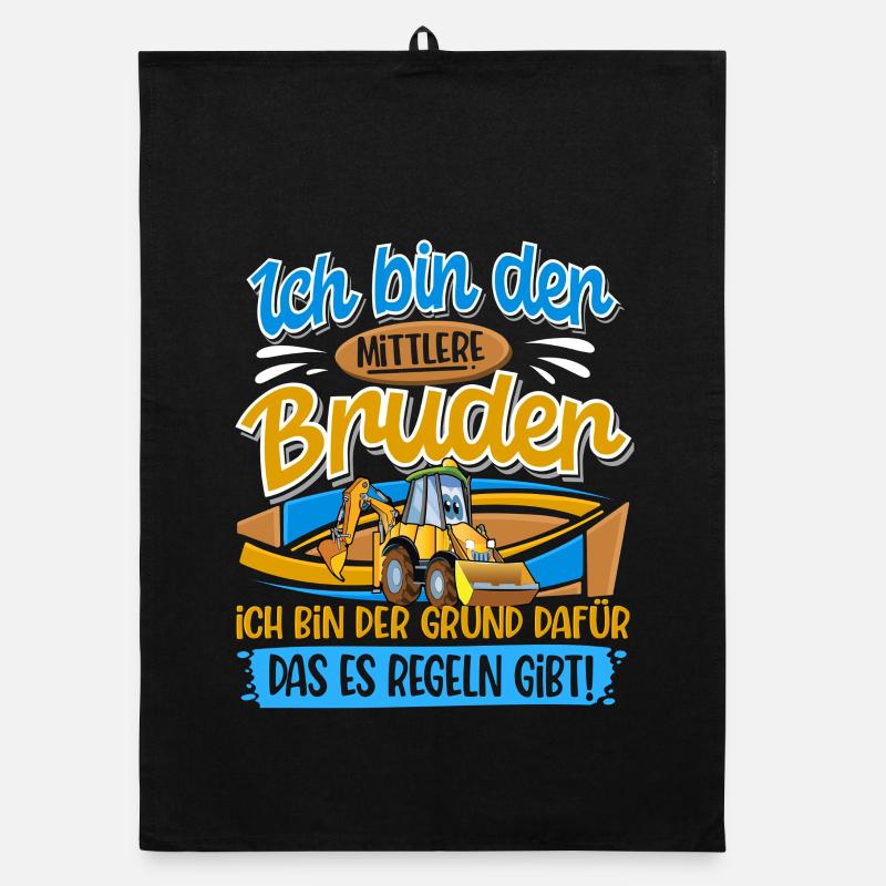 Excavator Middle Brother Siblings Organic dish towel