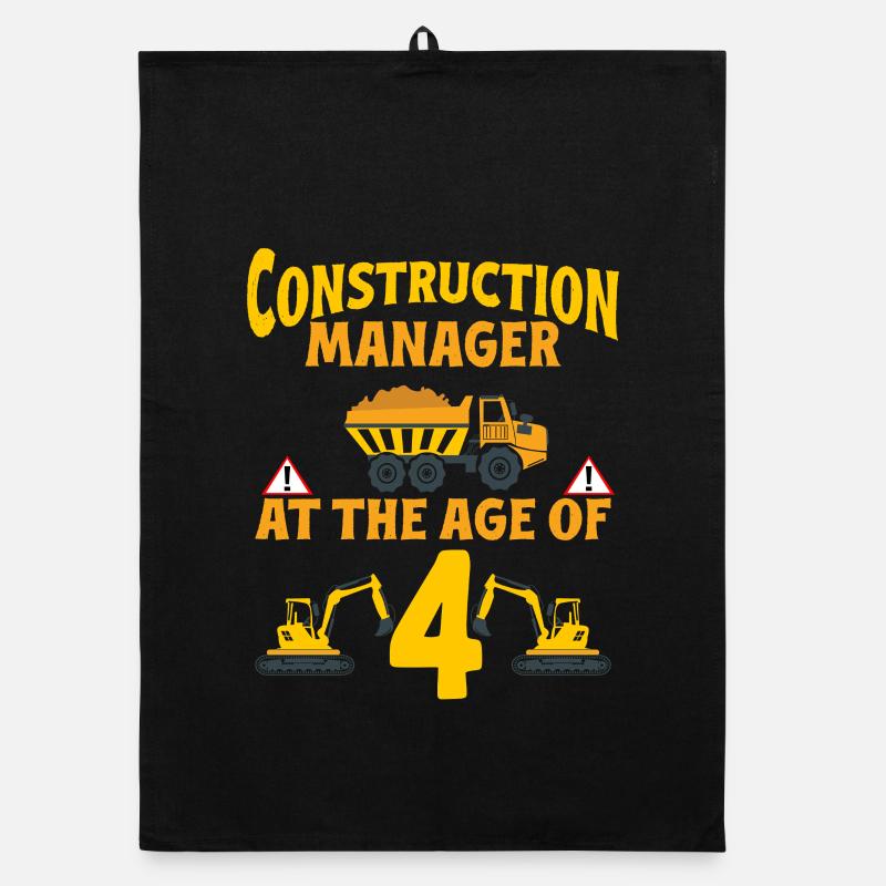 Fête de construction 4e anniversaire Camion de 4 ans Torchon bio