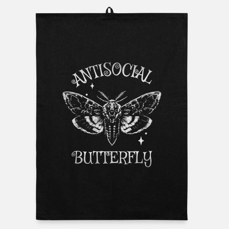 Antisocial Butterfly Moth Organic dish towel