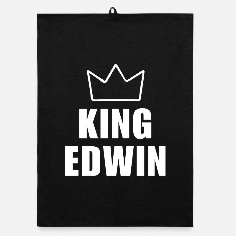 Edwin Name mit Buchstabe E - King Crown Shirt Organic Geschirrtuch