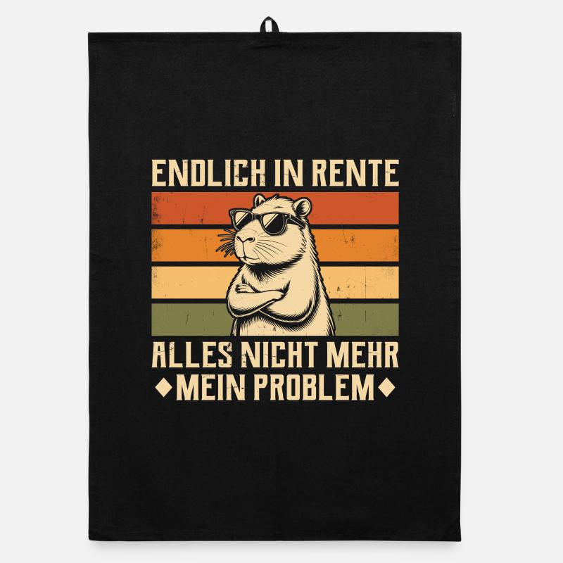 Finally retired - Vintage Capybara - Retiree Organic dish towel