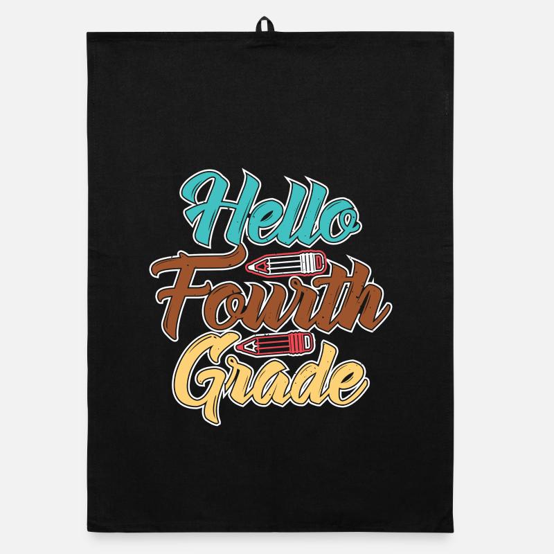 Hallo Vierte Klasse Schule Feier Design - Organic Geschirrtuch - Schwarz