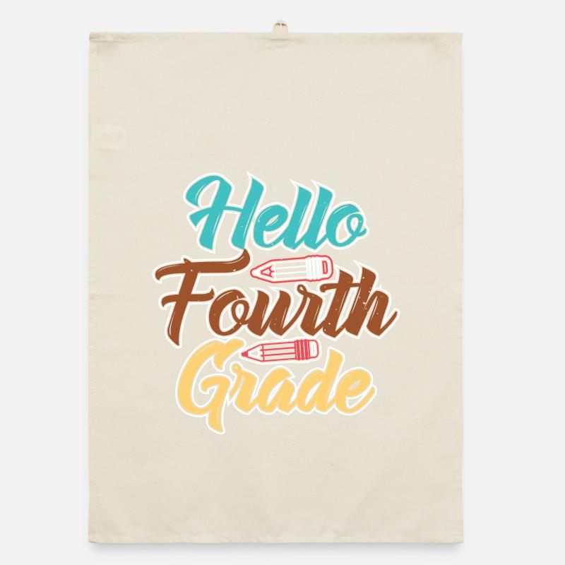 Hallo Vierte Klasse Schule Feier Design Organic Geschirrtuch