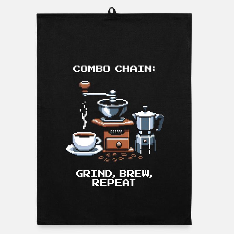 Combo chain: Grind, Brew, Repeat | Coffee Organic dish towel