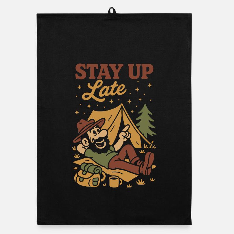 Funny Camping Camper Starry Sky Organic dish towel