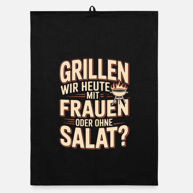 Grillen Wir Heute Mit Frauen Oder Ohne Salat? Organic Geschirrtuch