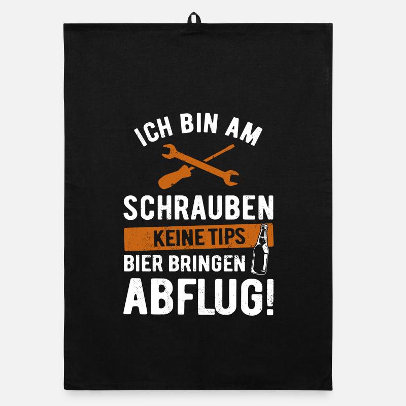 Ich bin am Schrauben, keine Tips, Bier bringen Organic Geschirrtuch