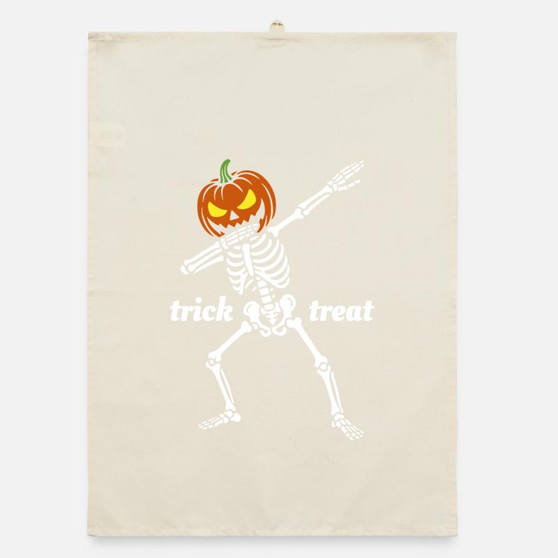 Dab Dance Skeleton Trick or Treat - Pumpkin Organic dish towel