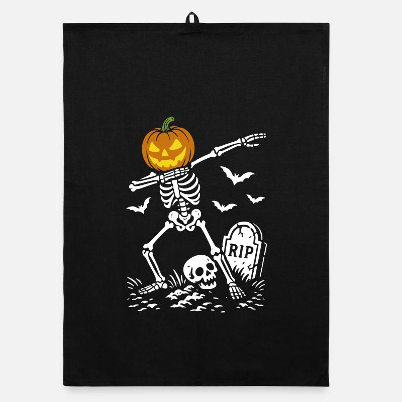 Halloween Dab Dance Skeleton - Dabbing Pumpkin - RIP Organic dish towel