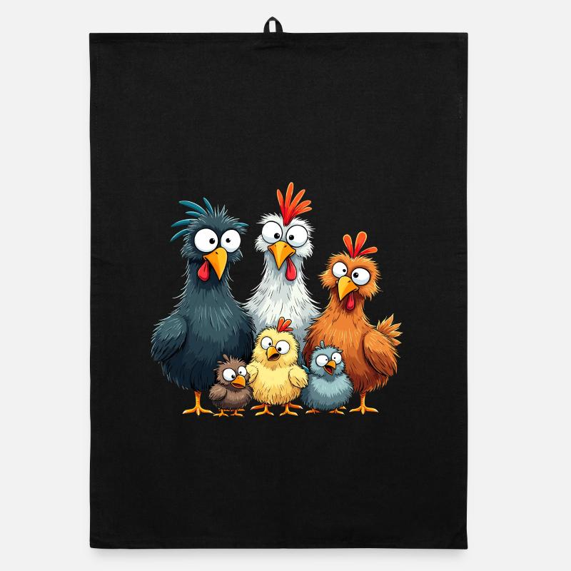 Colorful Chicken Group Comedy Design Organic dish towel