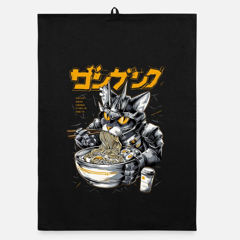 Cyber chat mangeant des ramen Torchon bio