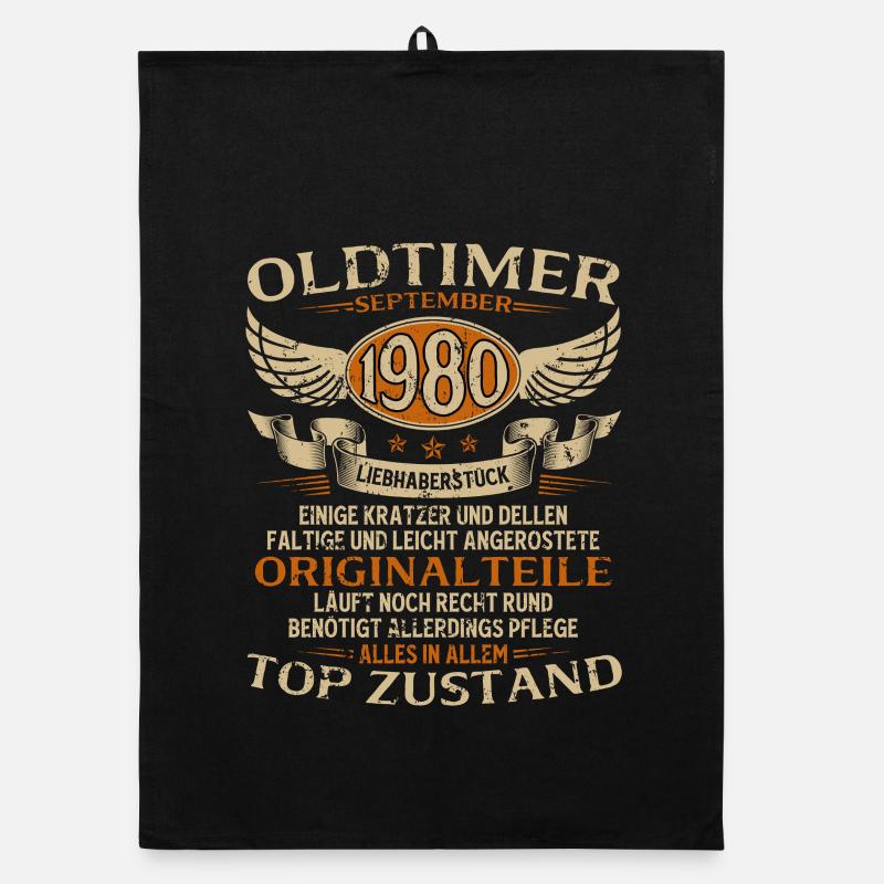 45. Geburtstag Geschenk Oldtimer September 1980 Organic Geschirrtuch