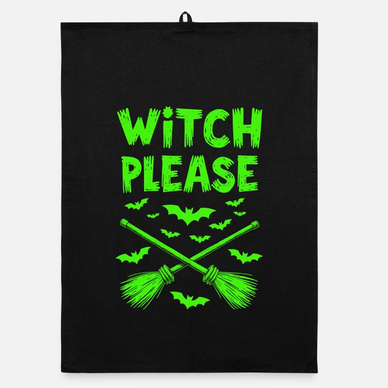 Witch Please – Halloween Witch Broom Organic dish towel