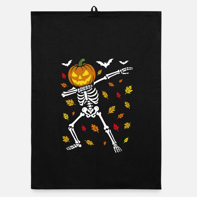 Halloween Dab Dance Skeleton - Dabbing Autumn Organic dish towel