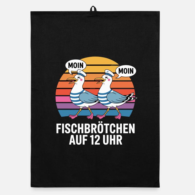 Moin Moin Seagulls Maritim Fish Rolls at 12 o'clock Organic dish towel