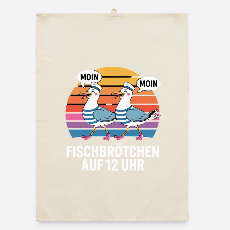 Moin Moin Seagulls Maritim Fish Rolls at 12 o'clock Organic dish towel