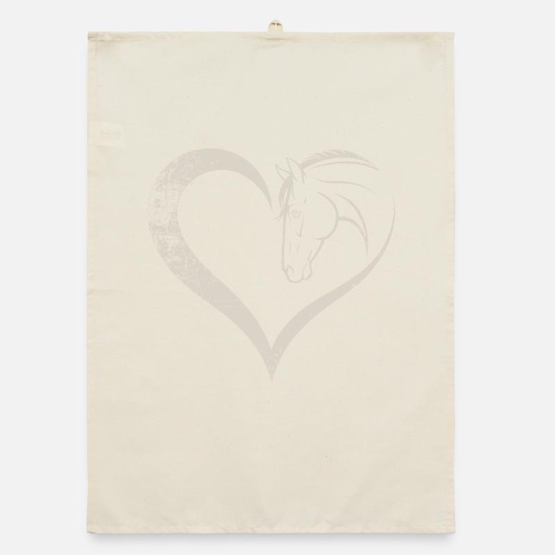 Conception de silhouette de cœur et de cheval Torchon bio