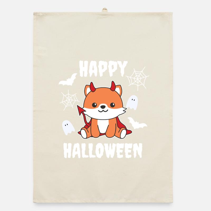 Fox Happy Halloween Devil Costume Organic dish towel