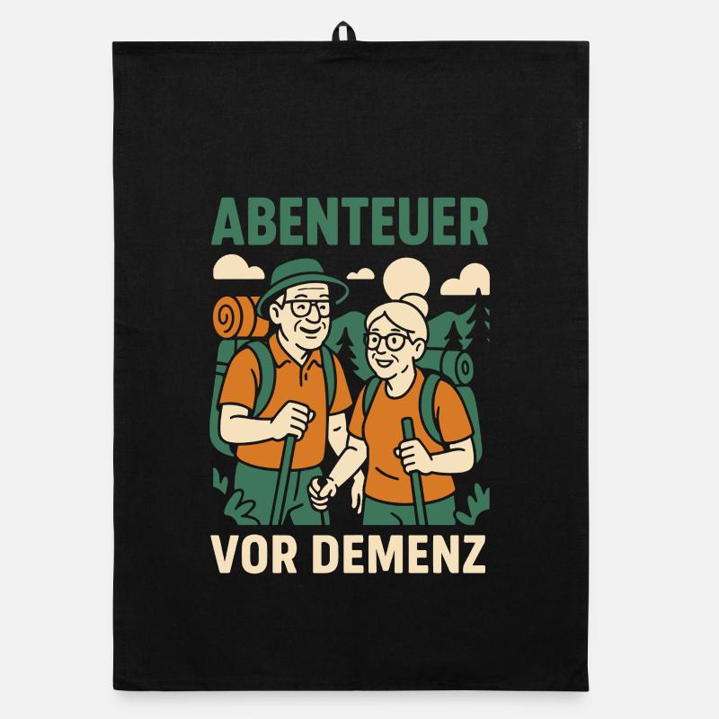 Adventure Before Dementia Camping Camper Retro Design Organic dish towel