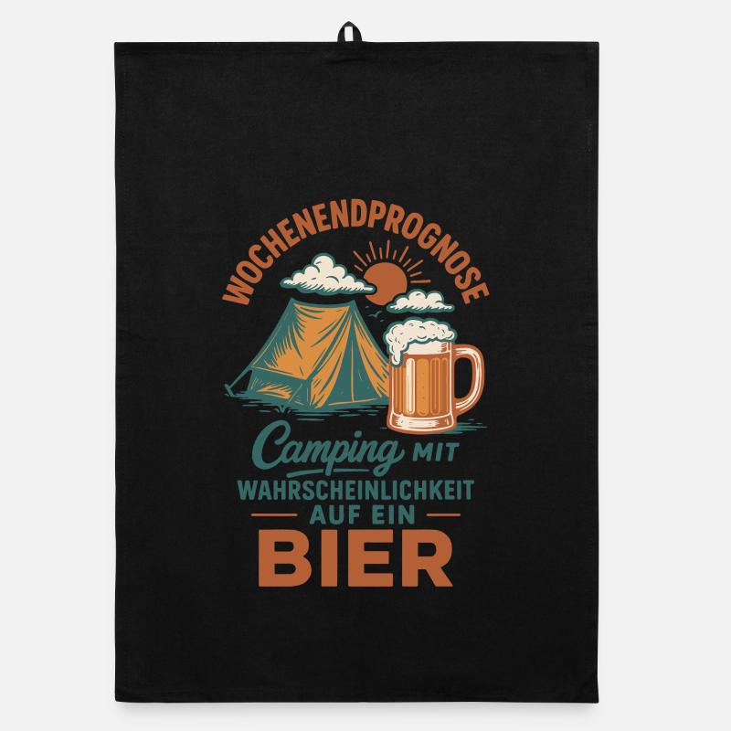 Weekend Forecast Camping with Beer Organic dish towel