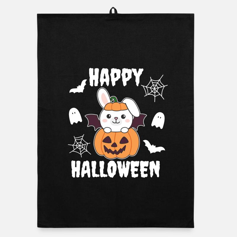 Bunny Happy Halloween Pumpkin Bat Costume Organic dish towel